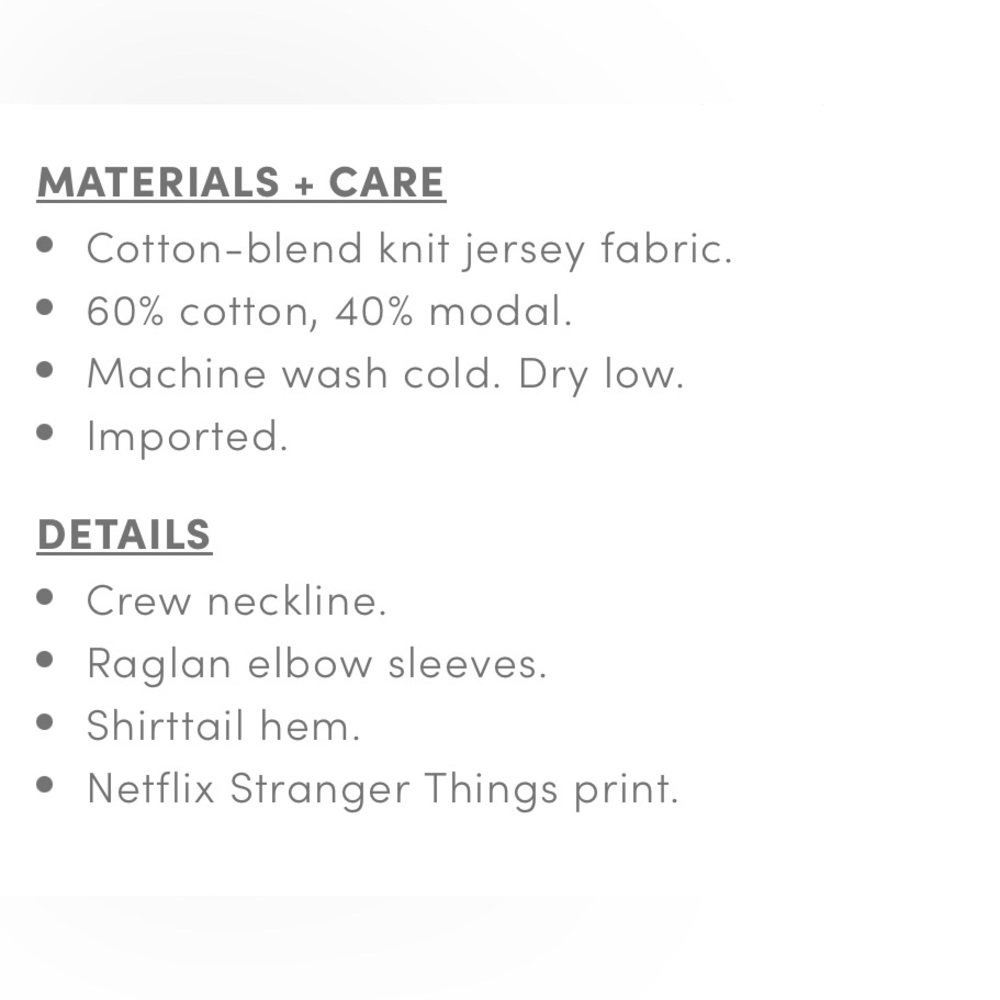 Stranger Things Classic Fit Crew Neck Striped Raglan Top - Picture 2 of 3